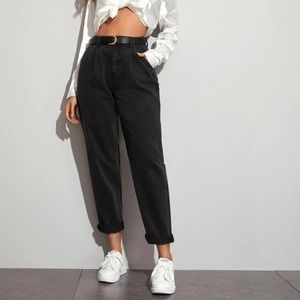 High Rise Black Mom Jeans